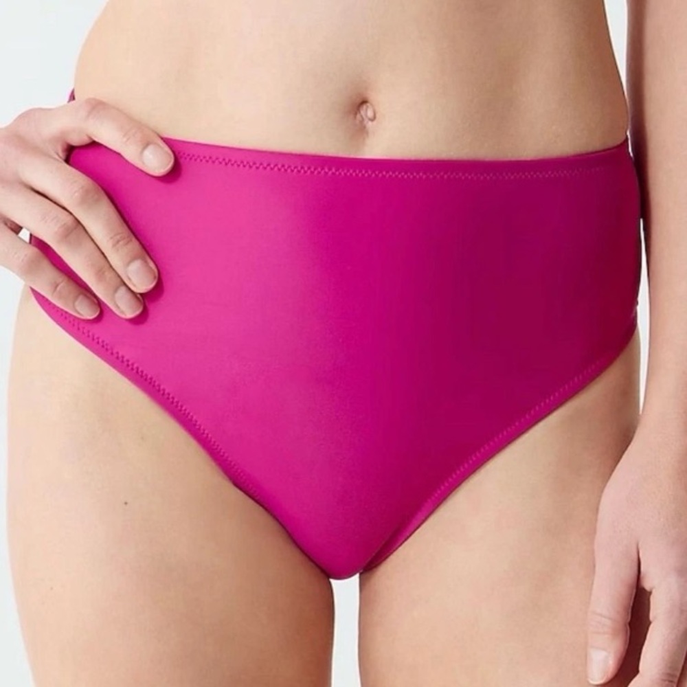 J Crew Hallie Bikini Bottom NWT Women’s Pink High Waisted Vacation Beach BM642